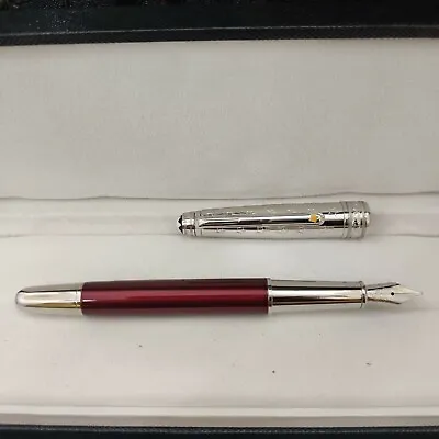 Luxury 163 Metal Prince Series Red+Silver Color 0.7mm Nib Fountain Pen • $23.10