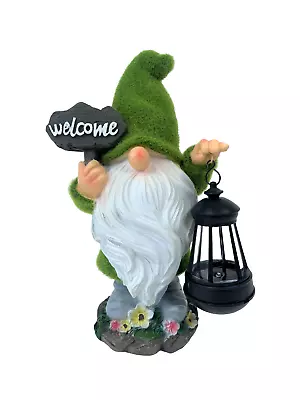 Garden Ornament Gonk Solar Flocked Grass Gnome Welcome Home Decor  33cm • £16.95