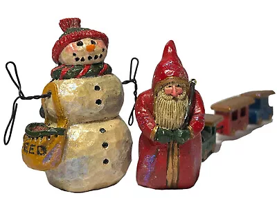 Schifferl Christmas Santa Toy Train & Snowman Feed Sack Midwest Cannon Falls • $27.95