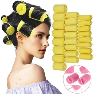 12x Soft Sponge Foam Rollers 20mm Sleep In Curlers Wave Twist Clips & Holds Hair • £2.95