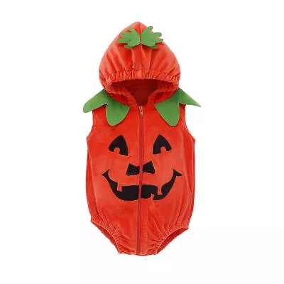 Baby Infant Boys Girls Halloween Pumpkin Cosplay Costume Fancy Dress Carnival • £14.16