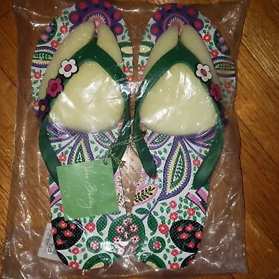 Vera Bradley NWT Floral Flip Flops Viva La Vera  Size Large 9-10 • $16