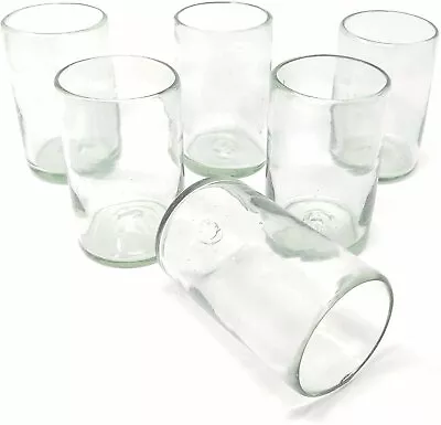Hand Blown Mexican Drinking Glasses – Six Natural Clear Drinking Glasses - 14oz • $48.99