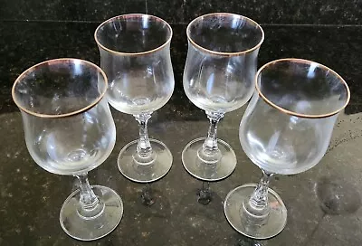 Water Goblet Wine Glass Princeton Clear (Gold Trim) By American Stemware - Set 4 • $35