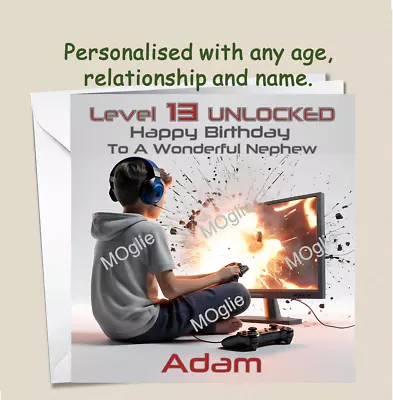 Personalised Birthday Card Gaming Gamer Son Grandson Brother Nephew Teenage GAM3 • £2.98