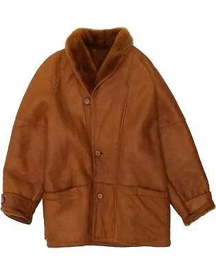 VINTAGE Mens Shearling Jacket IT 48 Medium Brown AJ10 • $51.81