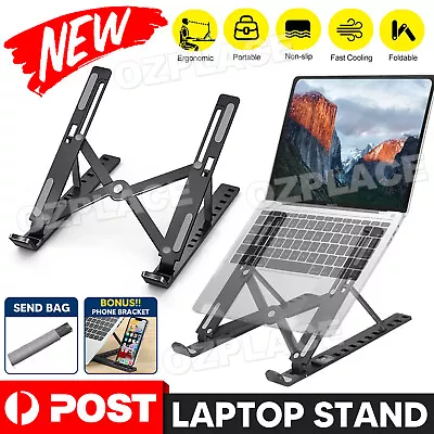 Ergonomic Portable Adjustable Laptop Stand Foldable Desktop Tripod Tray Holder • $11.95