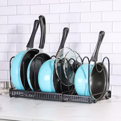 Extendable Pot Pan Lid Organiser Rack Pan Storage Divider Holder Stand Kitchen • £8.95