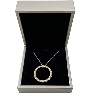 $24.99 • Buy Nadri Gold Tone Delicate 16  Chain Necklace Pave Circle Pendant In Box