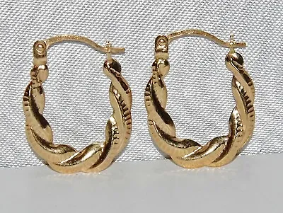 9ct Yellow Gold Fancy Rope Creole Hoop Earrings • £34.95