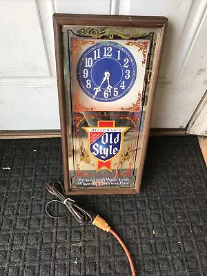 Vintage Old Style Beer Light Up Illuminated Clock Sign Mirrored Picture • $99