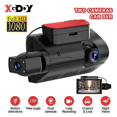 $36.99 • Buy XGODY Car Dash Camera Front And Rear Night Vision Dual Cam DVR G-sensor Recorder