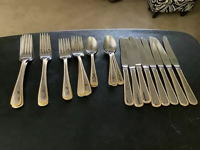 International Royal Bead Gold Stainless Flatware 8 Place Setting (32 Pcs) • $24.99