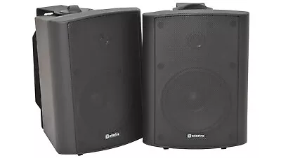 2x QTX 100W Black Wall Mount Hi-Fi Surround Sound Home Audio Speakers 100.905 • £79.99