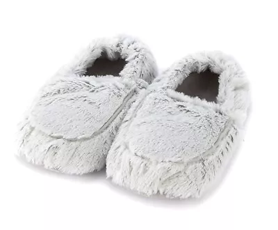 NEW Warmies Grey Marshmallow Cozy Lavender Microwavable Soft Fur Slippers • £19.85