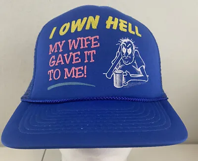 Vintage I Own Hell… Novelty Funny  Snapback Mesh Trucker Foam Hat • $20