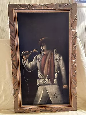 Vintage 1970’s Elvis Black Velvet Painting 23 X 14” • $159