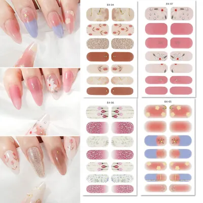 Full Nail Wraps Nail Decal 3D Giltter Foil DIY Manicure 14 Tips Nail Sticker CA • $0.72