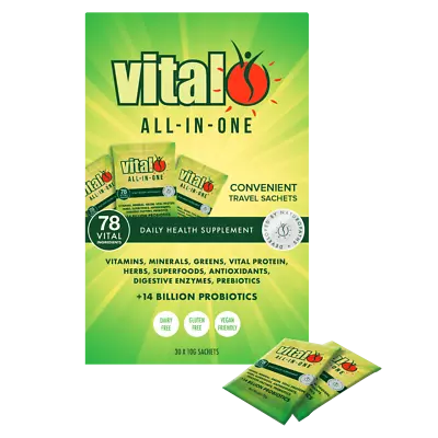 Vital All-In-One (Greens) Daily Health Supplement 30 X 10g Travel Sachets Vegan • $32.74