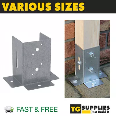 £4.99 • Buy Galvanised Post Support Post Bracket Fence Foot Post Base Bolt Down Pergola Post