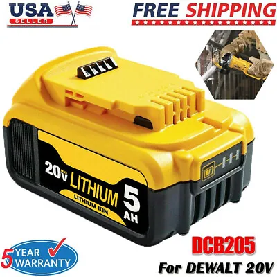 20V 5.0Ah Replacement For DEWALT DCB207 Lithium-Ion Compact Battery Pack DCB201  • $26