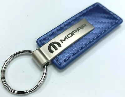 Blue Carbon Fiber Leather Key Chain W/ MOPAR Emblem (Licensed) • $17.95