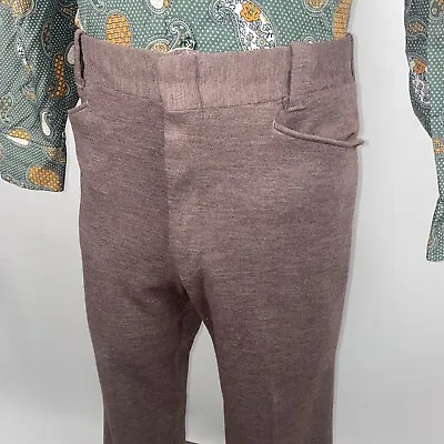 Vintage 60s 70s Mens Pants 34 30 Super Macy Disco Polyester Leisure Suit Brown • $34.99