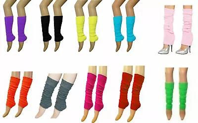 Ladies Girls Teen 80's Dance Plain Ribbed Leg Warmers Legwarmers 15 Colours Tutu • $3.69