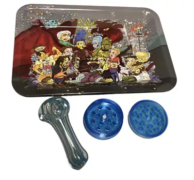 Metal Cartoon 5x7 Rolling Tray Combo Bundle Kit PIPE + GRINDER Combo FREE SHIP • $14.98