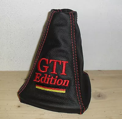 VW Golf MK3 MK4 MK5 Gti Edition Shift Boot Black Genuine Leather & Red Stitching • $34.50