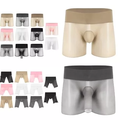 Mens See-Through Boxer Shorts With Sheath High Waist Boxer Briefs Underwear  • $8.91