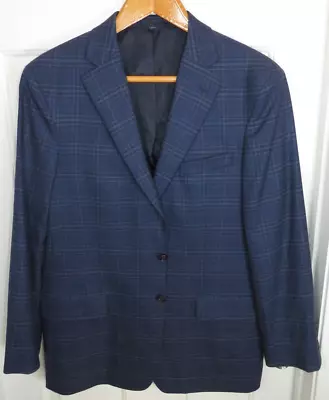 Jos A Bank 1905 Brrr Blue Wool Blend Sport Coat Blazer Jacket 42R Glen Plaid • $34.90