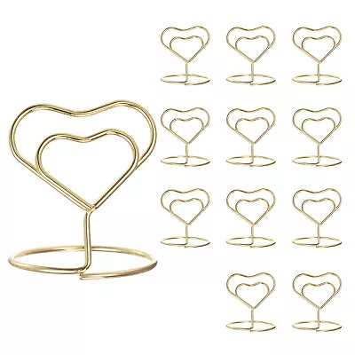 12pcs Table Number Holders 40mm Tall 35mm Base Width Mini Heart Golden • £8.22