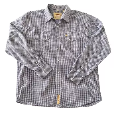 Larry Mahan Cowboy Collection Shirt Men XXL Diamond Pearl Snap Black White Check • $22.39