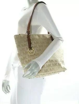 Michael Kors Jet Set Item EW Top Zip MK Signature Tote Beige/Camel/Luggage  • $119