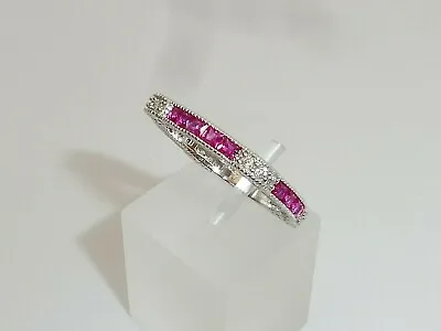 £35.50 • Buy Ladies Victorian Design 925 Sterling Silver Ruby & White Sapphire Eternity Ring