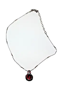 MARIANA Deep Red  SWAROVSKI CRYSTALS FLOWER Necklace Pendant Lady In Red • $40.49