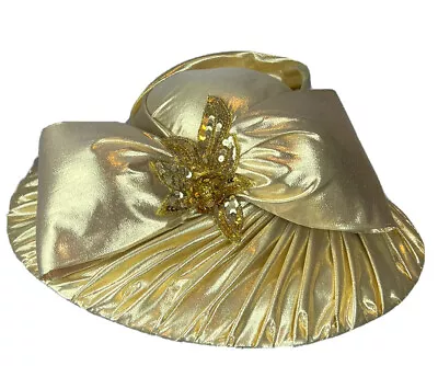 J.F.Y Collection New York USA Metallic Gold With Sequins Womens Hat Formal Derby • $35.98