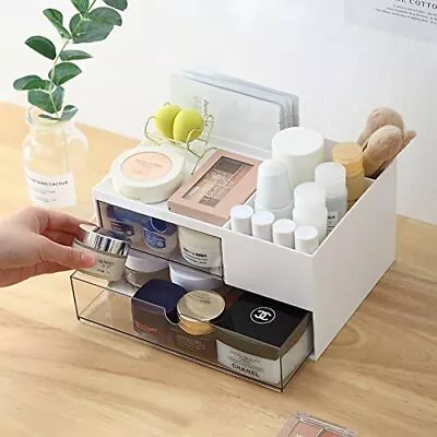 Makeup Organizer With 2 Drawers Desk Organizer 4 Compartments Cosmetics St... • $20.90