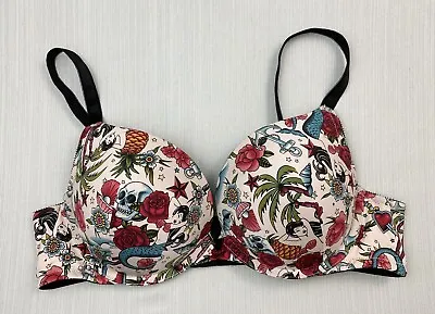 Torrid Curves 40C Bra Underwire Push Up Beige Blue Red Mermaid Skull Roses Sea • $24.70