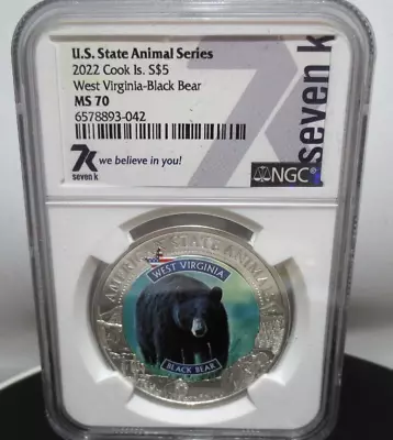 2022 Cook Islands West Virginia - Black Bear Ngc Ms70 American State Animals • $94.95