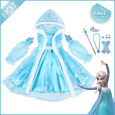 £15.99 • Buy Girls Kids Frozen Elsa Fancy Dress UP Princess Party Cosplay Costume Cape Outfit