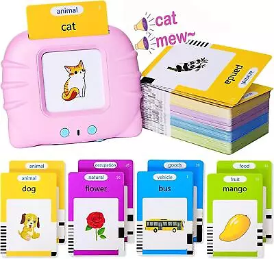 224 Word Talking Flash Cards Early Learning Toy 2-6 Toddler Child Preschool Pink • £6.55