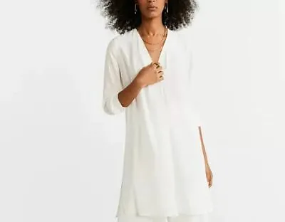 MNG Mango Womens White Wrapped Long 3/4 Sleeve Blouse Size 8 NEW • $16.88