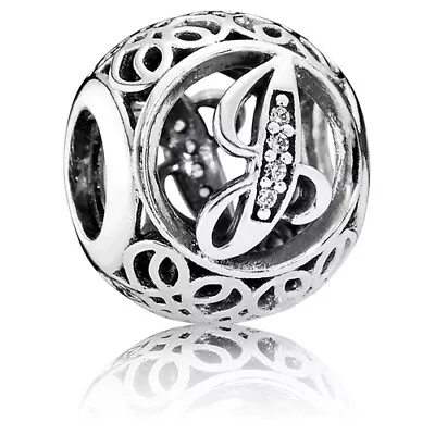 NEW Authentic PANDORA Vintage Letter J Charm With Clear Zirconia 791854CZ • $53.99