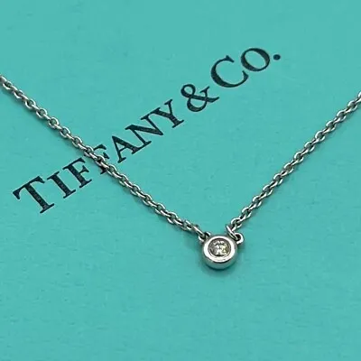 Tiffany&Co. By The Yard 1P Diamond Necklace 0.03ct Silver 925 Elsa Peretti Spain • $219.99