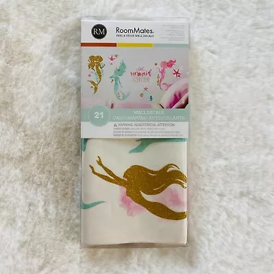 Roommates Peel & Stick Wall Decals Glitter Mermaids NEW UNOPENED • $10