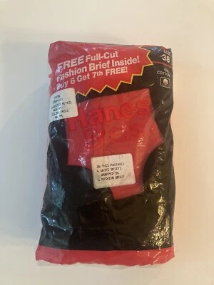 $69.99 • Buy 7 Vintage 1990 Hanes Briefs ComfortWeave Large 38 Sealed NIP Red And White