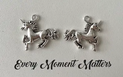 10 X Tibetan Silver UNICORN PEGASUS FAIRYTALE SOLID 3D 23x24mm Charms • £2.99