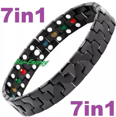 £16.95 • Buy TITANIUM Magnetic Energy Armband Power Bracelet Health Bio 7in1 Bio Black 25557